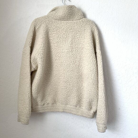 Offline Aerie Sweater Sherpa Quarter Zip Cream Soft XL Long Sleeve Pockets - Picture 2 of 6